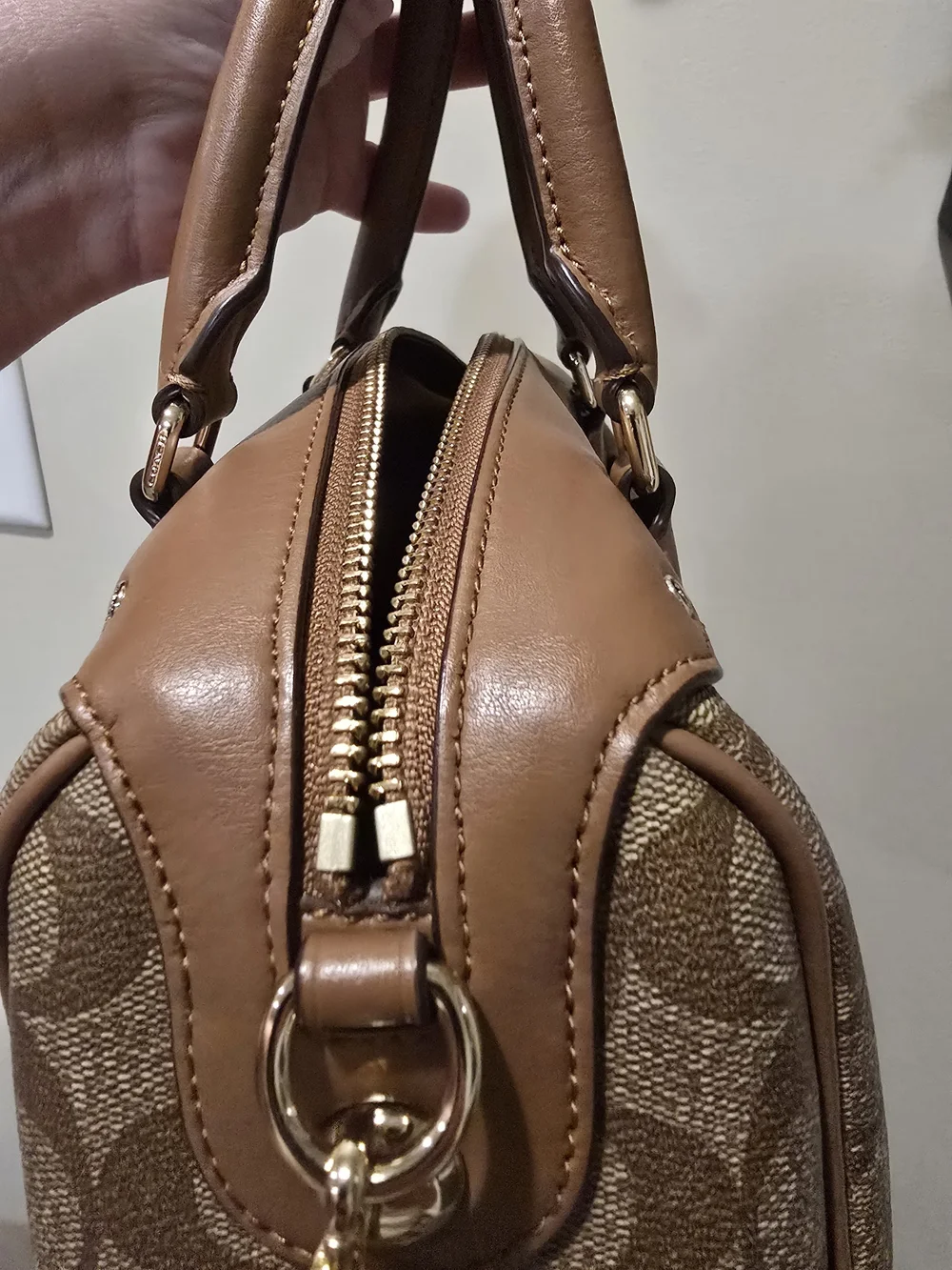 Coach Signature Canvas Satchel in Khaki and Tan